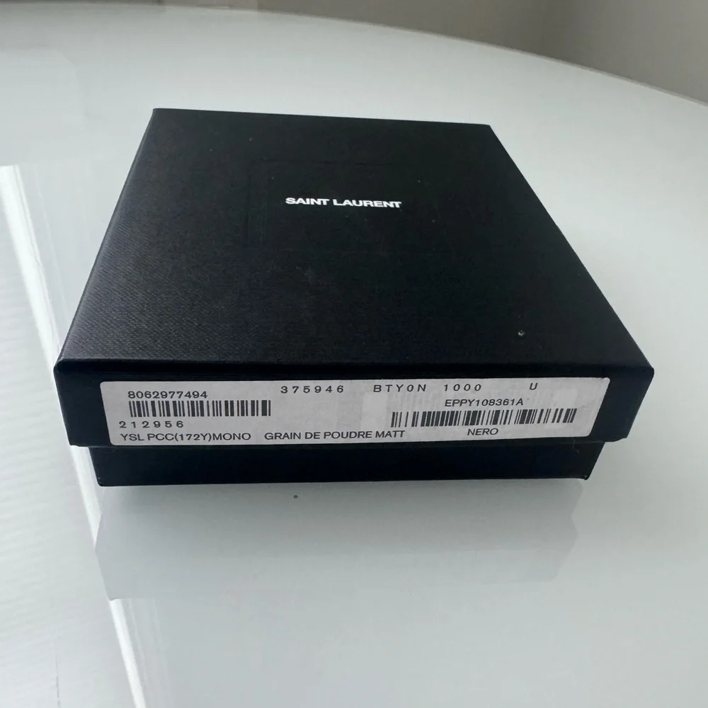 Leather Saint Laurent Black Caviar Calfskin Card Case YSL Box & Dustbag